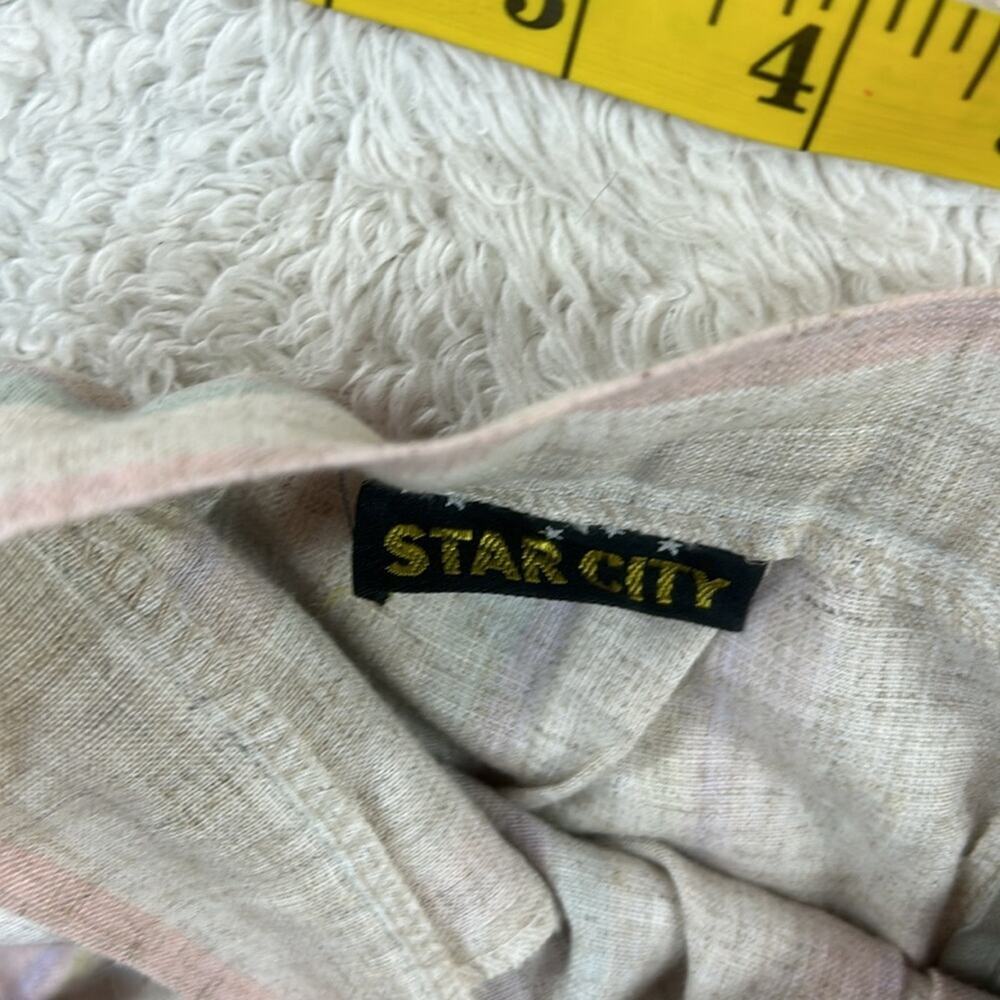 Vintage Star City linen feel a line cream striped midi skirt, size xs - s - Picture 5 of 6